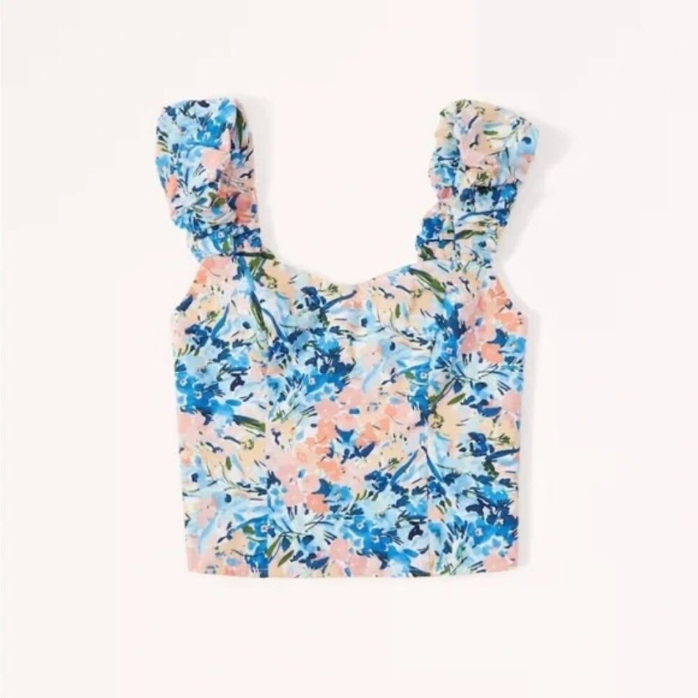 A&F Puff-Sleeve Floral Print Tank Top